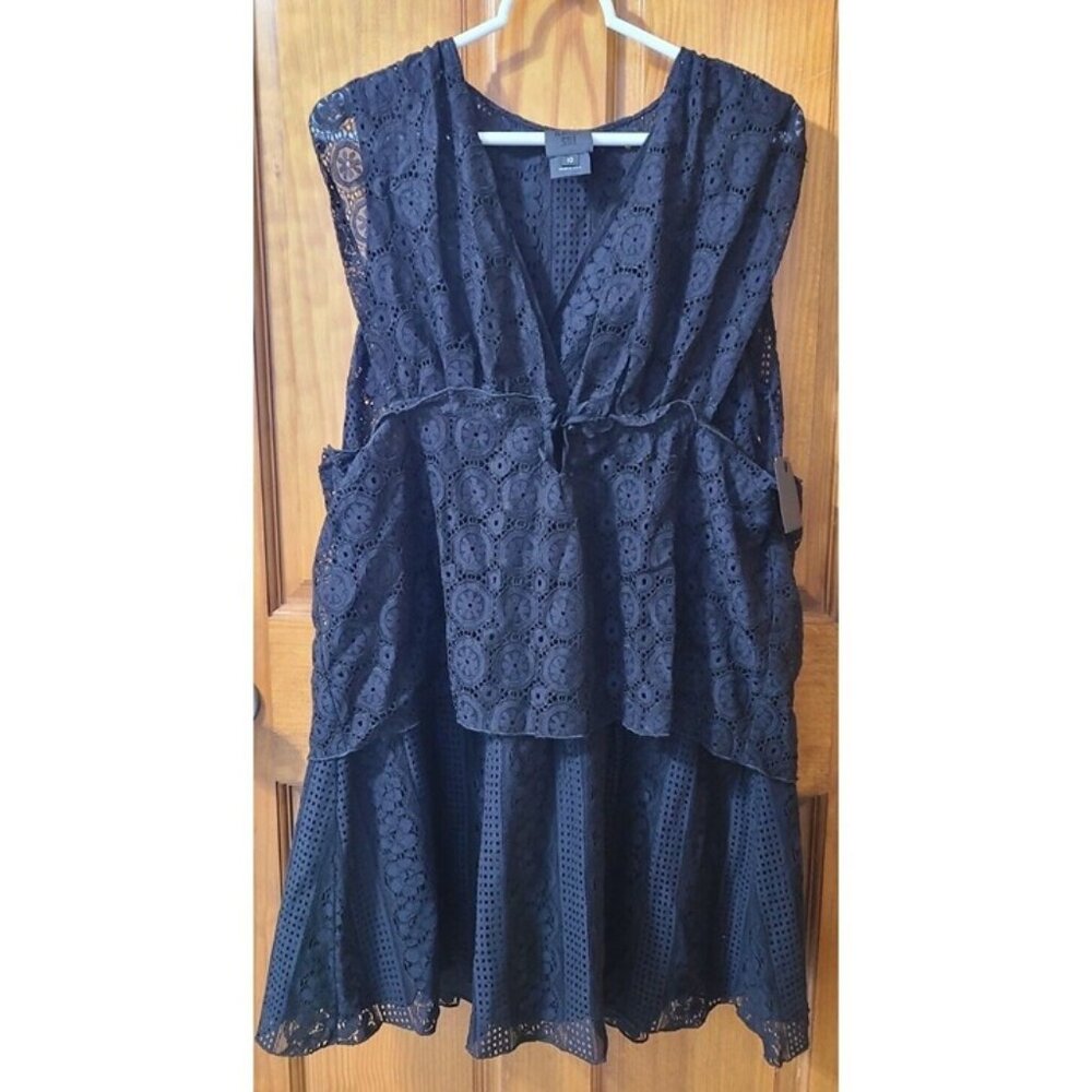 NWT Anna Sui Black Lace Knee Length Dress Size 10